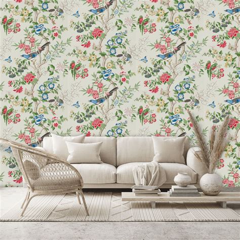 Chinoiserie Hall Wallpaper Linen Chintz By Sanderson 217113