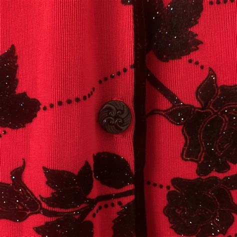 Vikki Vi Red Black And Floral Sparkly Slinky Jacket Top Sz 1x Ebay