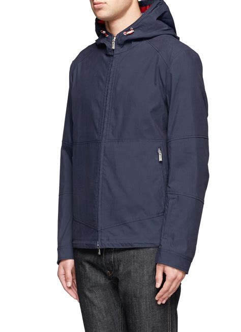 Two crossed lines that form an 'x'. Canali Hooded Two-way Zip Front Jacket in Blue for Men - Lyst