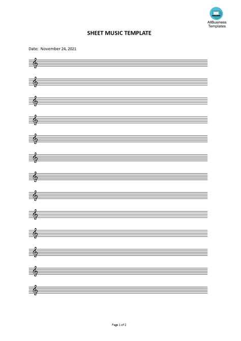 Blank Sheet Music Template For Word