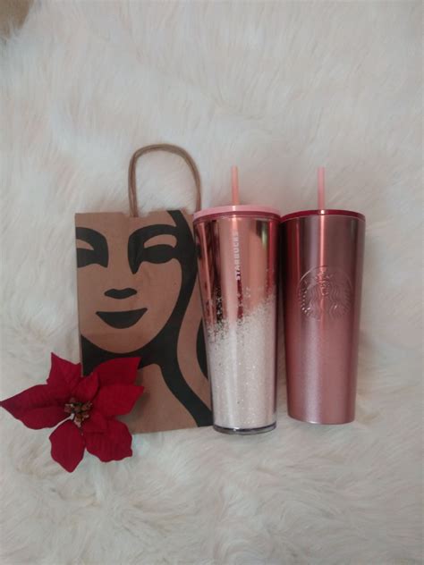 Lot Of 2 Rose Gold Starbucks 2019 Holiday Tumblers Great For A