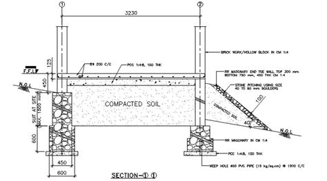 Foundation Section Under Plinth Beam Of A Building Download Autocad
