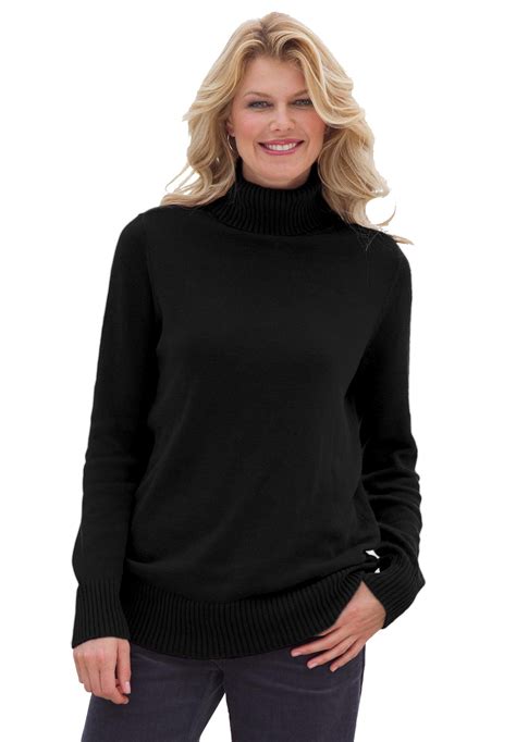 Turtleneck Sweater With Rich Ribbed Trim Plus Size Sweaters Woman