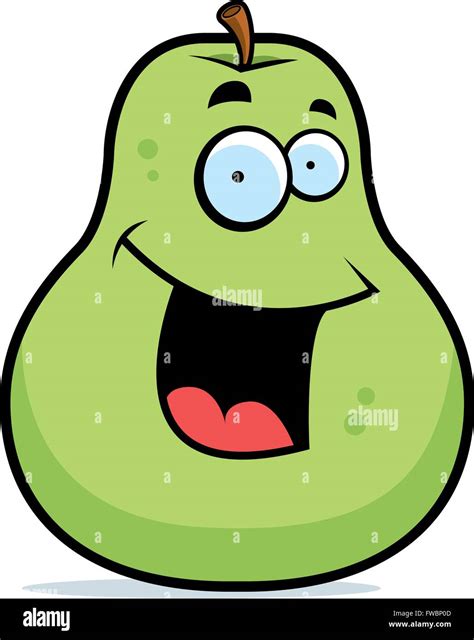 A Cartoon Green Pear Smiling And Happy Stock Vector Image And Art Alamy