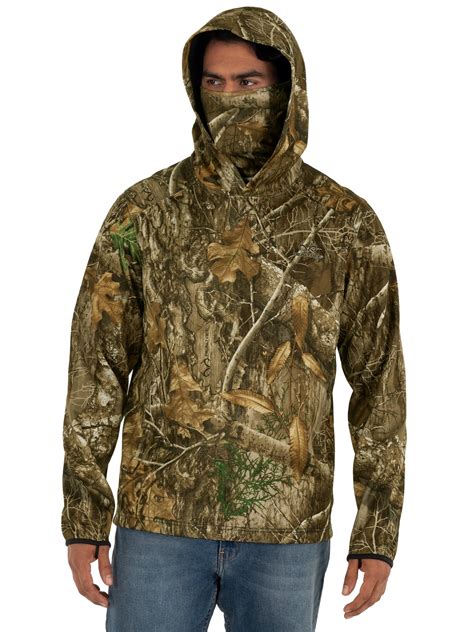 Realtree Mens Tech Fleece Hoodie With Built In Neck Gaiter