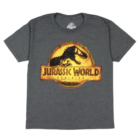 Jurassic Park Boys Jurassic World Dominion T Rex Skeleton Gold Logo T