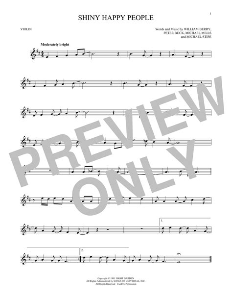 Shiny Happy People Sheet Music | R.E.M. | Violin Solo