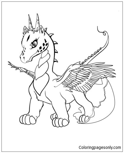 Baby Dragon Coloring Page Free Printable Coloring Pages