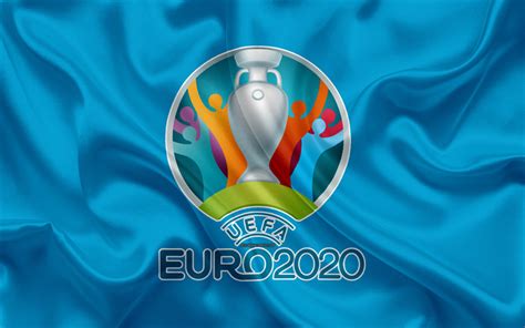 Banner with logo of uefa euro 2020 in the day of the first match of this tournament in the city. Download wallpapers UEFA Euro 2020, logo, 4k, silk texture ...