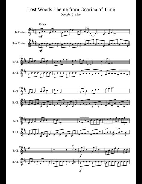 Lost Woods Theme From Ocarina Of Time Sheet Music For Clarinet Download