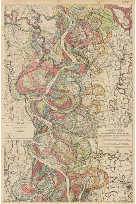 Mississippi River Meander Belt Geological Map By Harold Fisk 1944 8