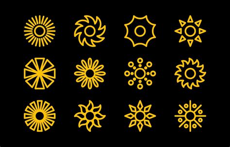 Flat Sun Different Shapes Icon Collection 12374926 Vector Art At Vecteezy