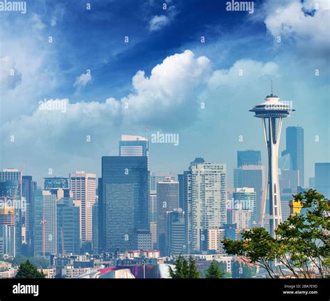 Aerial View Of Seattle Skyline Washington Usa Stock Photo Alamy