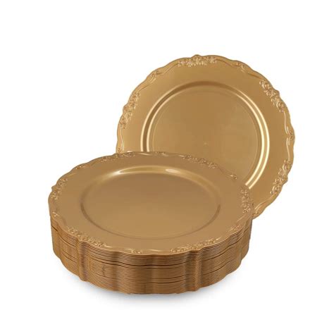 Disposable Gold Dinner Plates Vintage Party Plates 30 Pack 1025