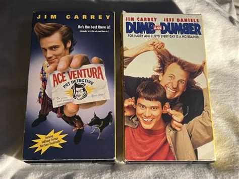 Jim Carrey Lot Of 2 Vhs Tapes Ace Ventura And Dumb And Dumber Screwball