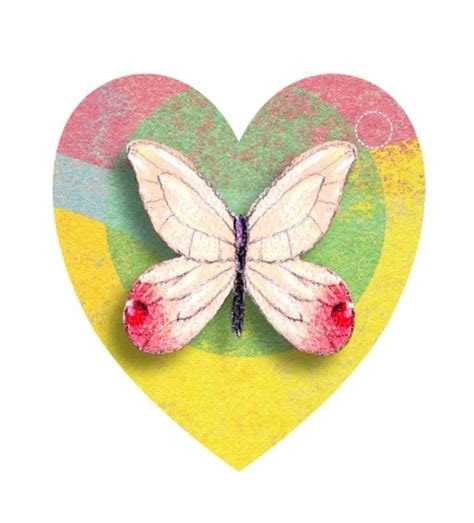 Pink Butterfly On A Colored Heart Free Image Download