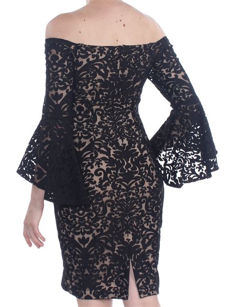 Xscape 189 Womens New 1048 Black Lace Ruffled Bell Sleeve Sheath Dress 10 Bb Ebay