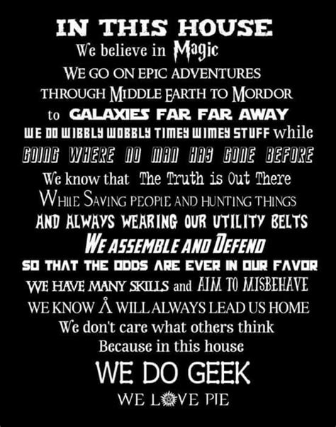 In This House We Do Geek Living Room Pinterest Geek Culture One Day And Stargate