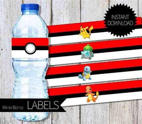 Pokemon Printable Water Bottle Labels Instant By Apartyprintable