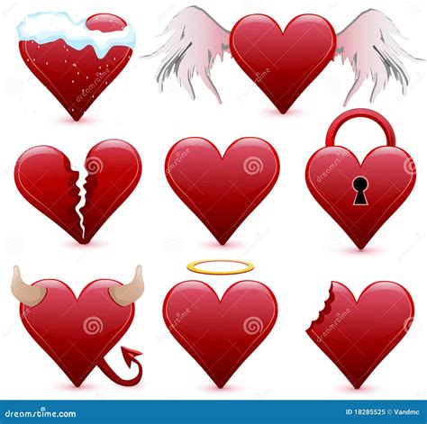 Collection Of Different Hearts Stock Vector Illustration Of White