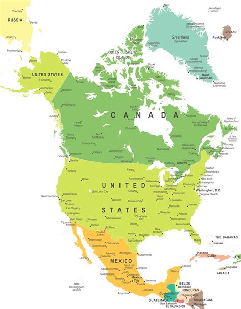 North America Political Map Depicting International Boundaries Hot