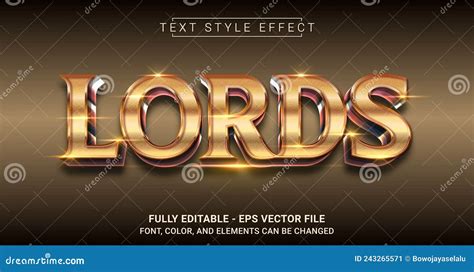 Lords Editable 3d Text Effect Text Effect Style Template Cartoon Vector
