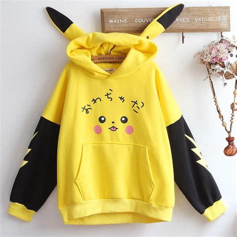 Pokemon Pikachu Yellow Hoodie Ad10058 Kawaii Clothes Hoodie Fashion