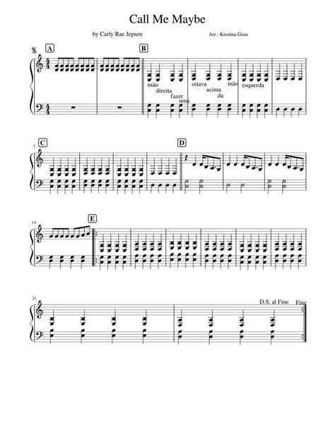 Call Me Maybe Carly Rae Jepsen Call Me Maybe Piano Sheet Music For