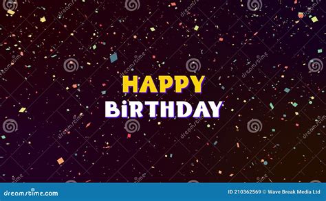 Animation Of Happy Birthday Text Over Colourful Confetti Falling Stock