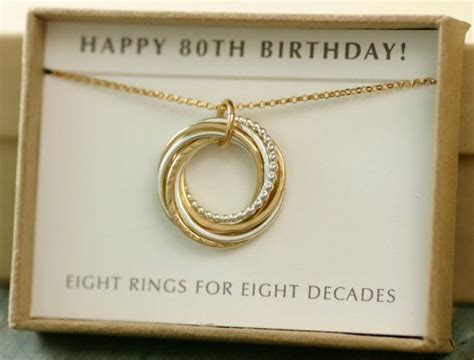 Maybe you would like to learn more about one of these? 80th Birthday Gift 80th Birthday Necklace 8 rings for 8 ...