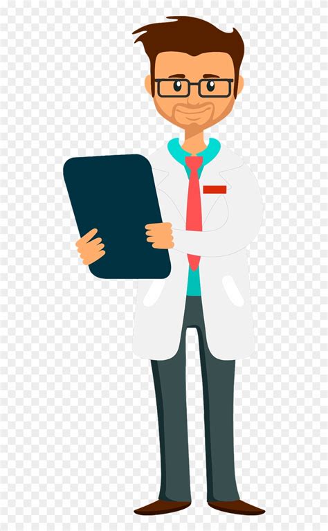 Cartoon Of A Man Wearing A Lab Coat With A Clipboard Clipart Of A