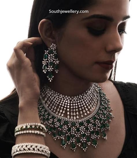 Diamond And Emerald Necklace Sets By Mangatrai Pearls And Jewellers