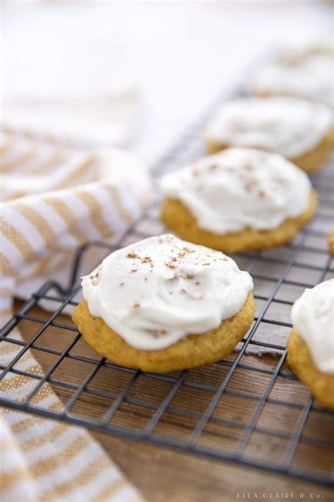 Best Pumpkin Cookies With Cream Cheese Frosting Ella Claire And Co