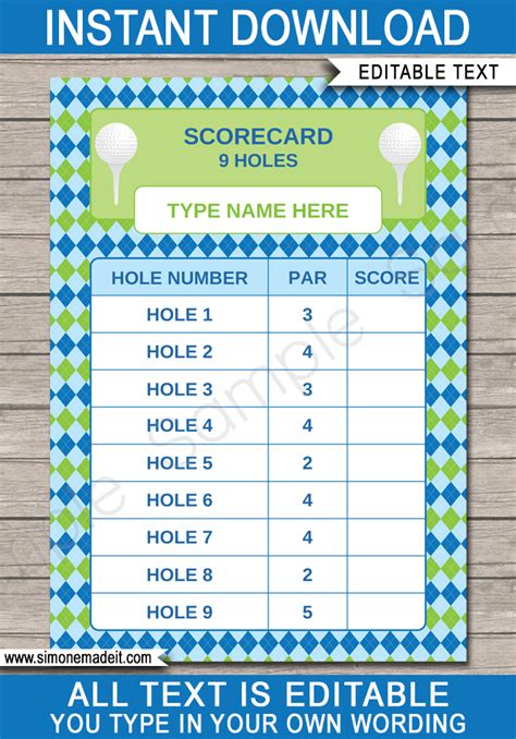 Free Mini Golf Scorecard Template Printable Templates