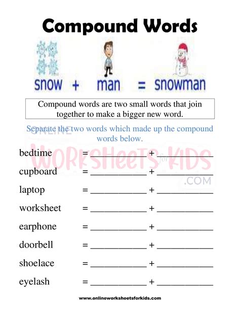 Compound Words Worksheets For Grade 1 5