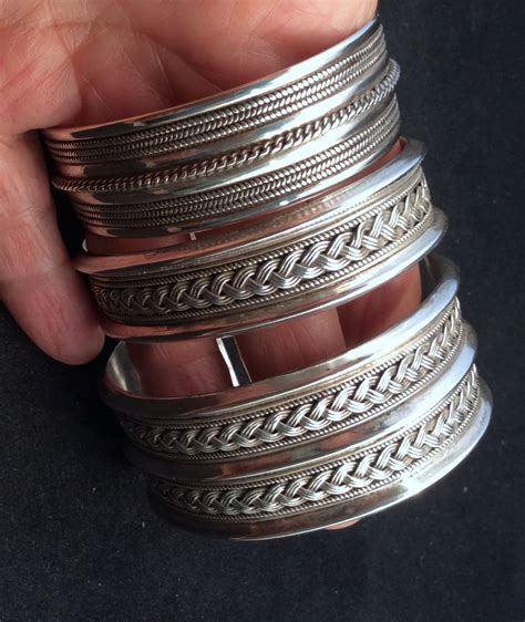 Wide Heavy Sterling Silver Bracelet Cuff Style Braided Free