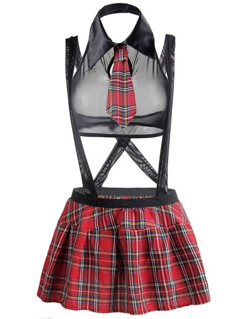 Plus Size Bow Tie Suspender Schoolgirl Lingerie Costume Dealley
