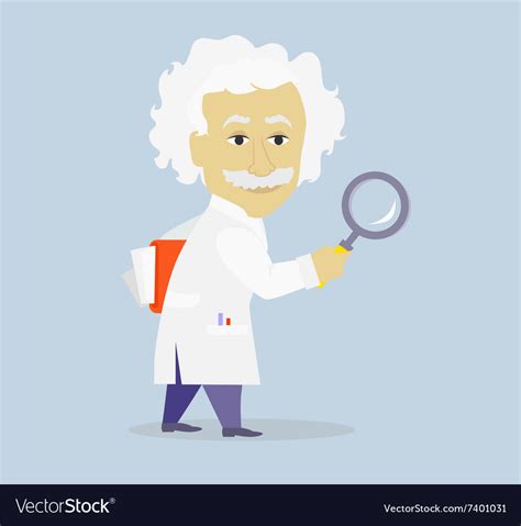 Funny Albert Einstein Cartoon Portrait Isolated Vector Image