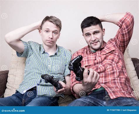 Two Guys Playing Video Games Stock Photo Image Of Playing Confidence