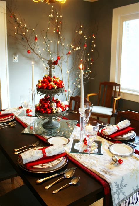 Red And Silver Christmas Table Setting Craft Thyme