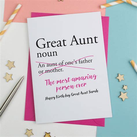 Great Aunty Great Auntie Or Great Aunt Birthday Card By A Is For Alphabet