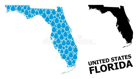 Vector Collage Map Of Florida State Of Water Drops And Solid Map Stock