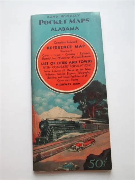 Alabama 1935 Railroad And Auto Road Map Rand Mcnlly Pocket Maps 6000