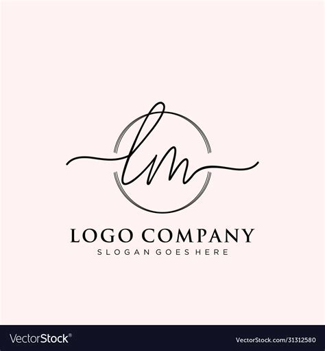 Lm Initial Handwriting Logo Design Royalty Free Vector Image