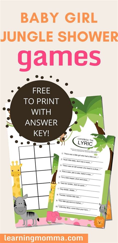 These free printable baby shower games are perfect when everyone has finished the quiz, have each guest read her answer out loud. Free Printable Baby Shower Games With Answer Key - Baby Girl Safari in 2020 | Printable baby ...