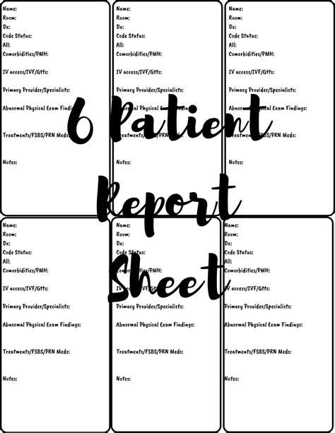 6 Patient Report Sheet Pca Pct Cna Med Tech Lpn Nursing Etsy
