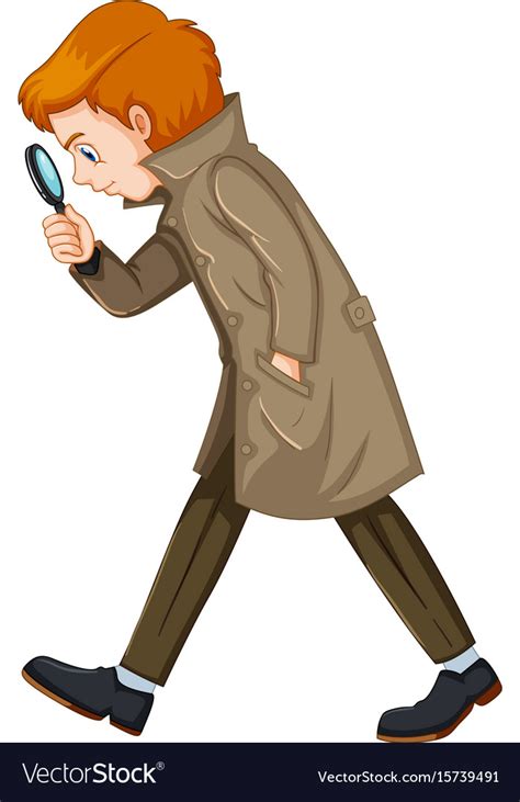 Detective Man With Magnifying Glass Royalty Free Vector