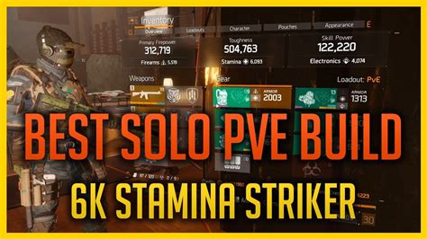 Best Solo Pve Build Striker K Stamina The Division Youtube