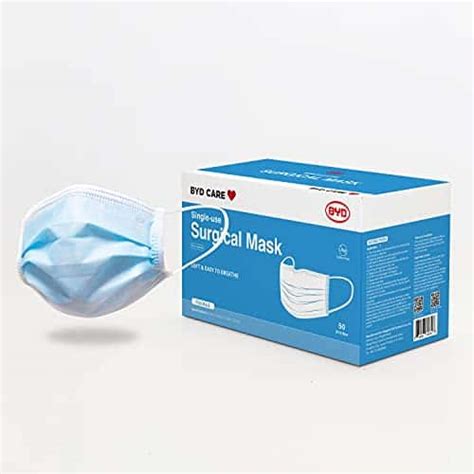Byd Care Single Use Disposable 3 Ply Surgical Mask Level 2 Box Of 50