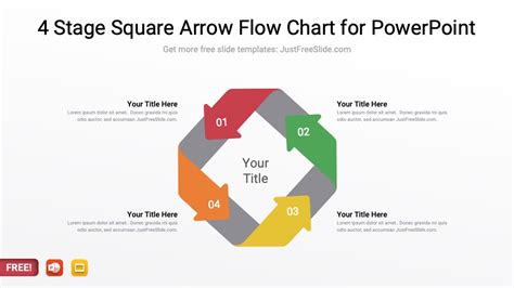 4 Stage Square Arrow Flow Chart For Powerpoint Just Free Slide